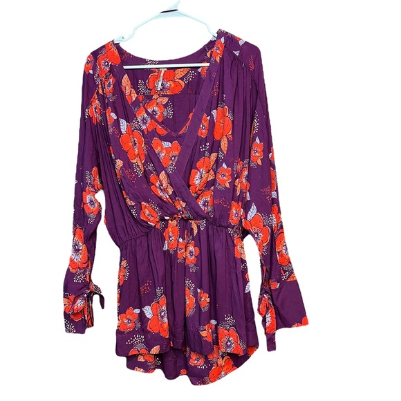 FREE People Tuscan Dream Tunic Floral Long Sleeve With Elastic Waistband Size S - Picture 7 of 11